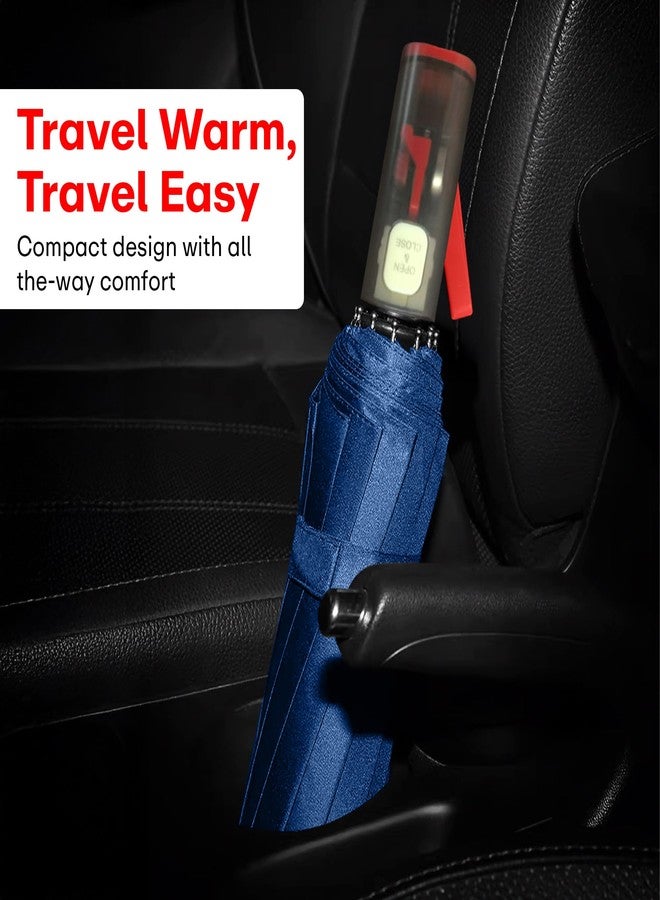 PRIME PICK مظلة برايم بيك الطبيعية، مظلة سفر أنيقة وصغيرة الحجم للشمس والمطر - خفيفة الوزن ومقاومة للرياح ومتينة، تصميم قابل للطي والفتح والإغلاق التلقائي، مناسبة للرجال والنساء، لون أزرق داكن - Image 4